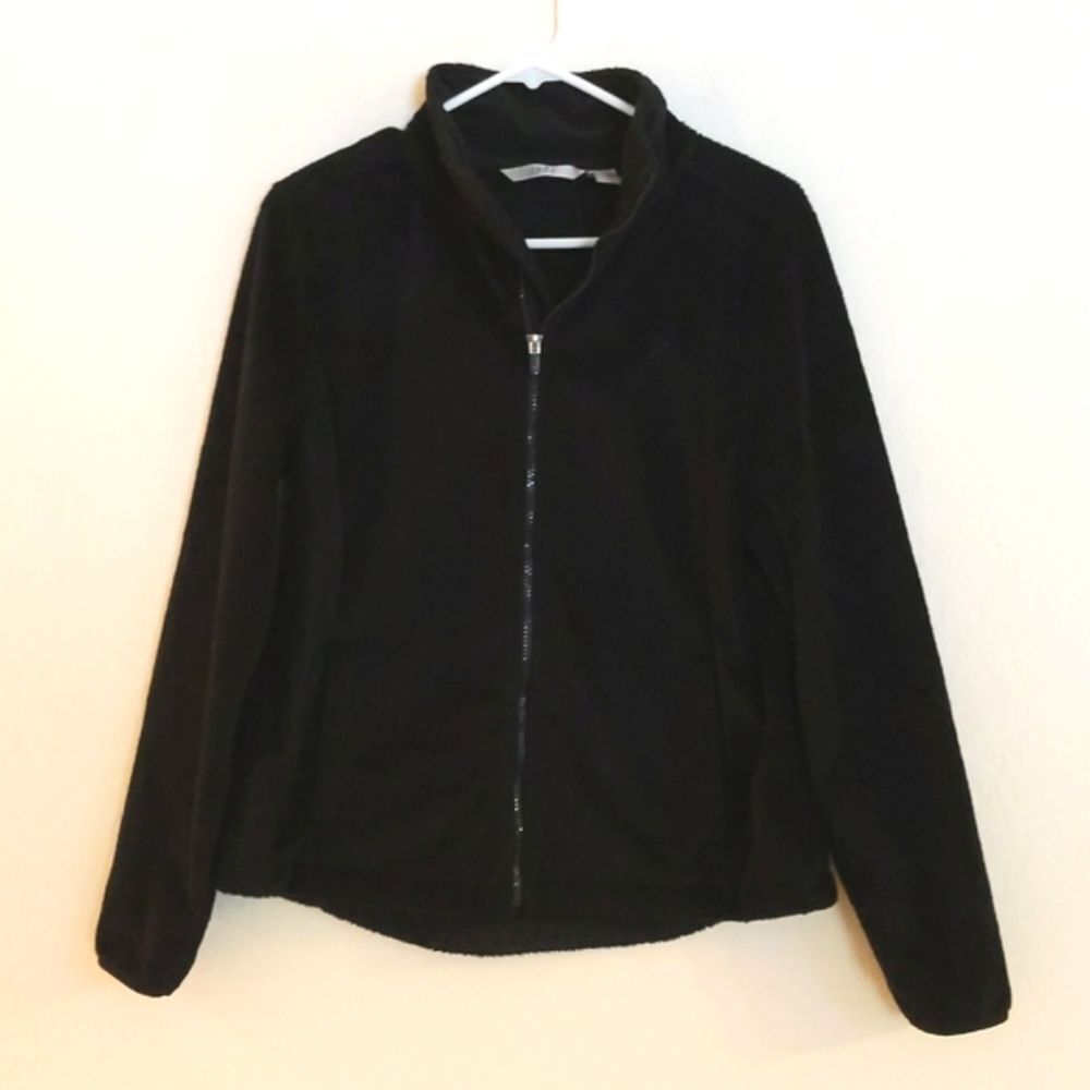 Izod Black Soft Fuzzy Cozy Fleece Zip Up Jacket - M